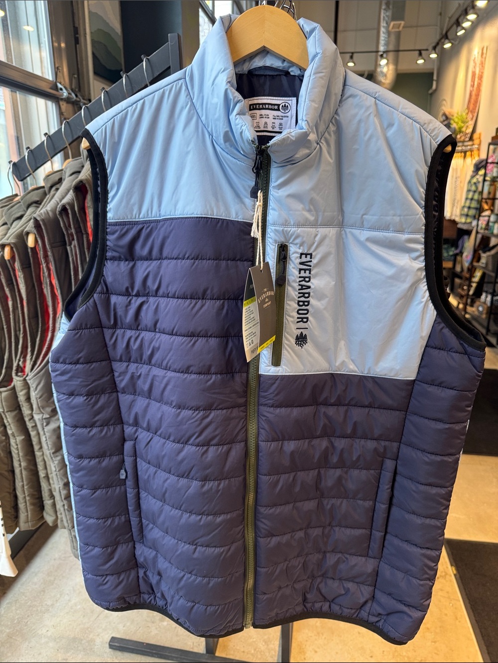 Arbor Light Blue & Navy Quilted Puffer Vest